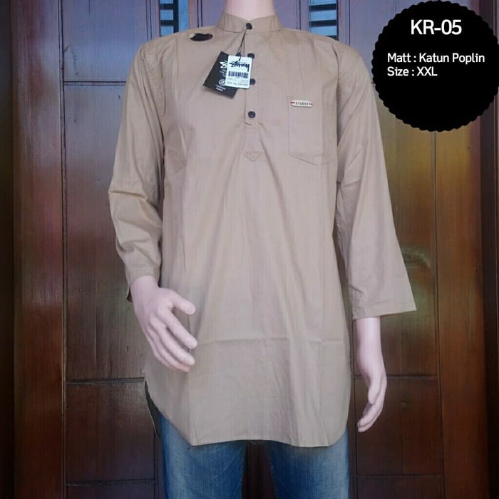 BAJU KOKO GAMIS PRIA LENGAN PANJANG KATUN OXFORD KURTA RABBANI PAKISTAN ARAB