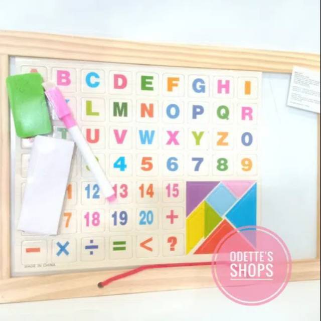 

MAINAN EDUKASI ANAK PAPAN TULIS MAGNET MAGNETIC BOARD ALPHABET DAN NUMBER