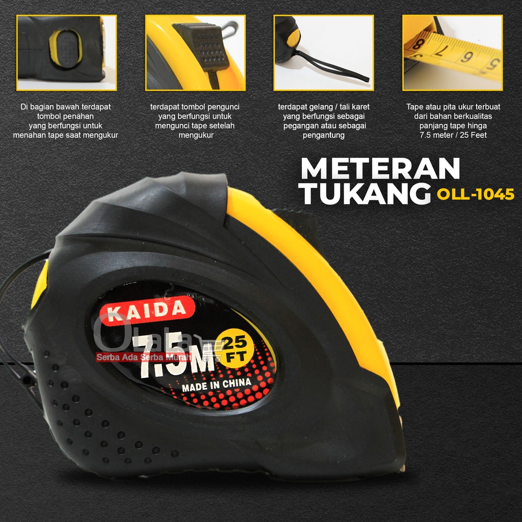 ALAT PENGUKUR TUKANG / METEREN TUKANG 7.5M-1045