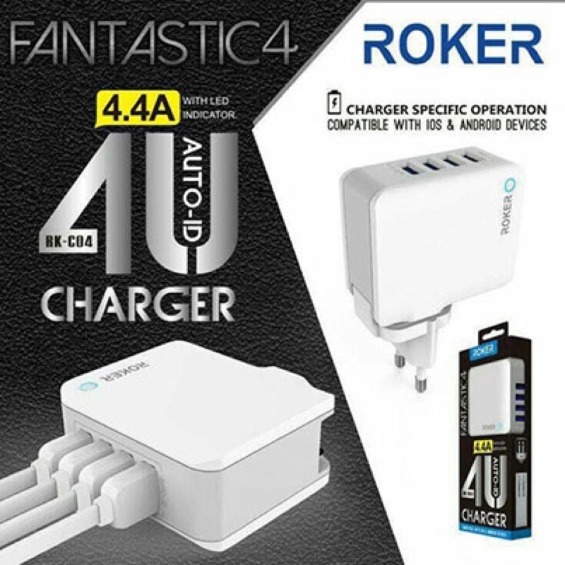 Charger Fantastic 4USB 4,4A RK-C10 terbaru dari Roker