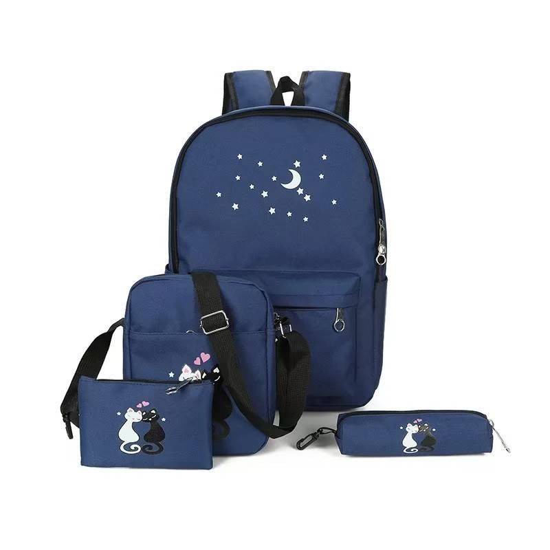 Tas Ransel Anak Sekolah Karakter Bag Backpack Lucu Motif Cartoon Cats Cute 4in1 Set