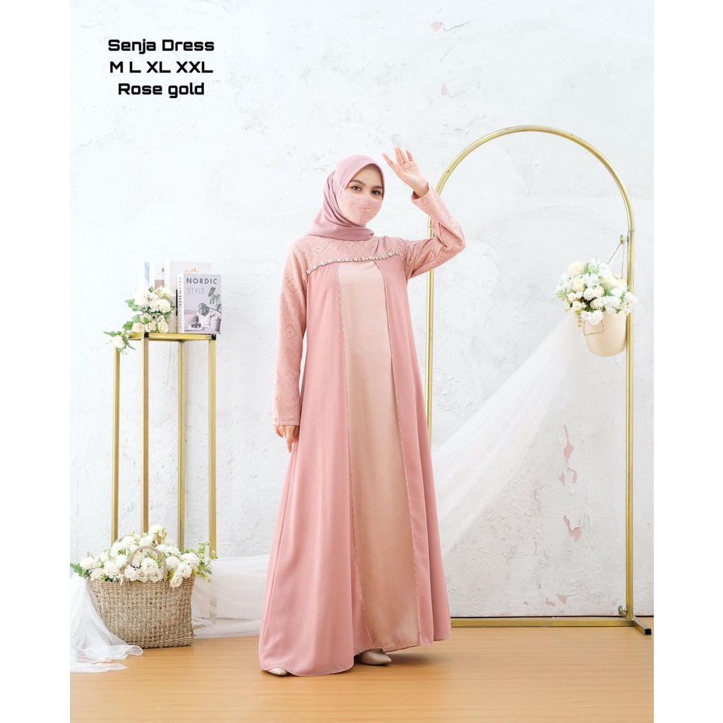 Permata_Olshop / Senja Dress NF / Kebaya Gamis Brukat Pesta / Baju Dress Wanita Modern