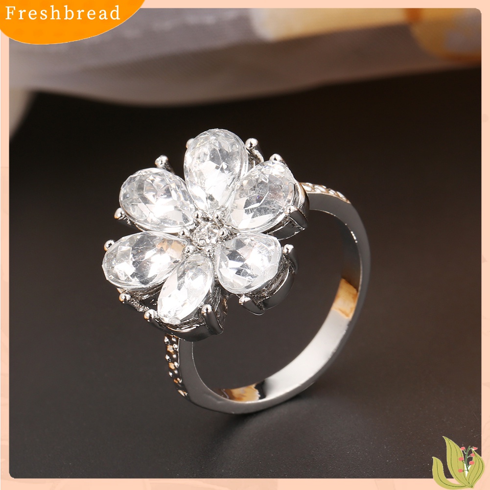 [TERLARIS]Women Trendy Flower Cubic Zirconia Rings Wedding Engagement Finger Jewelry Gift