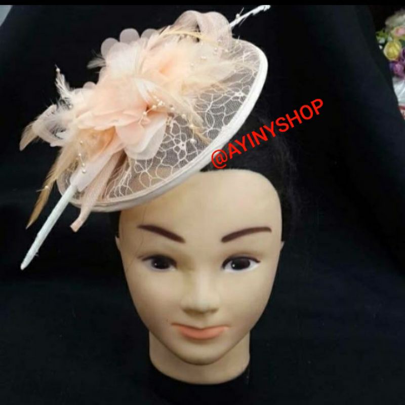 Topi Fascinator-Headpiece Renda Jala Putik