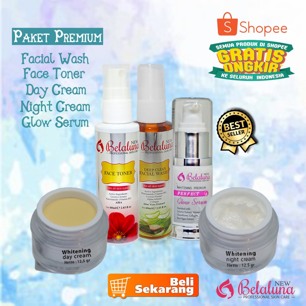 SUPER PROMO! Paket Cream Pemutih Wajah Terlaris! New Belaluna Premium BPOM, Perawatan Terbaik