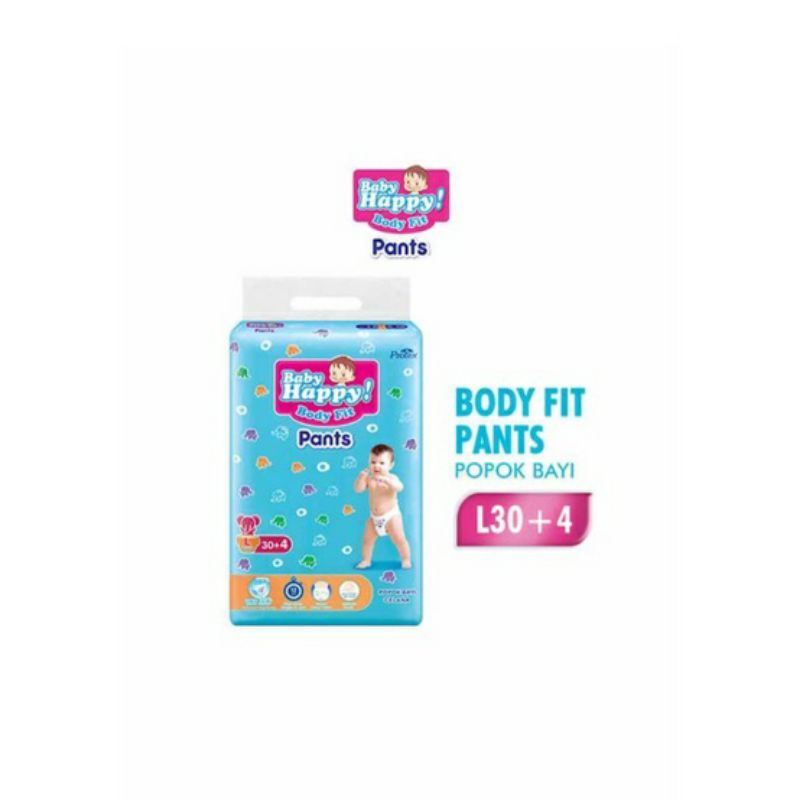 BABY HAPPY BODY FIT PANTS M34+4 L30+2 PAMPERS TERMURAH