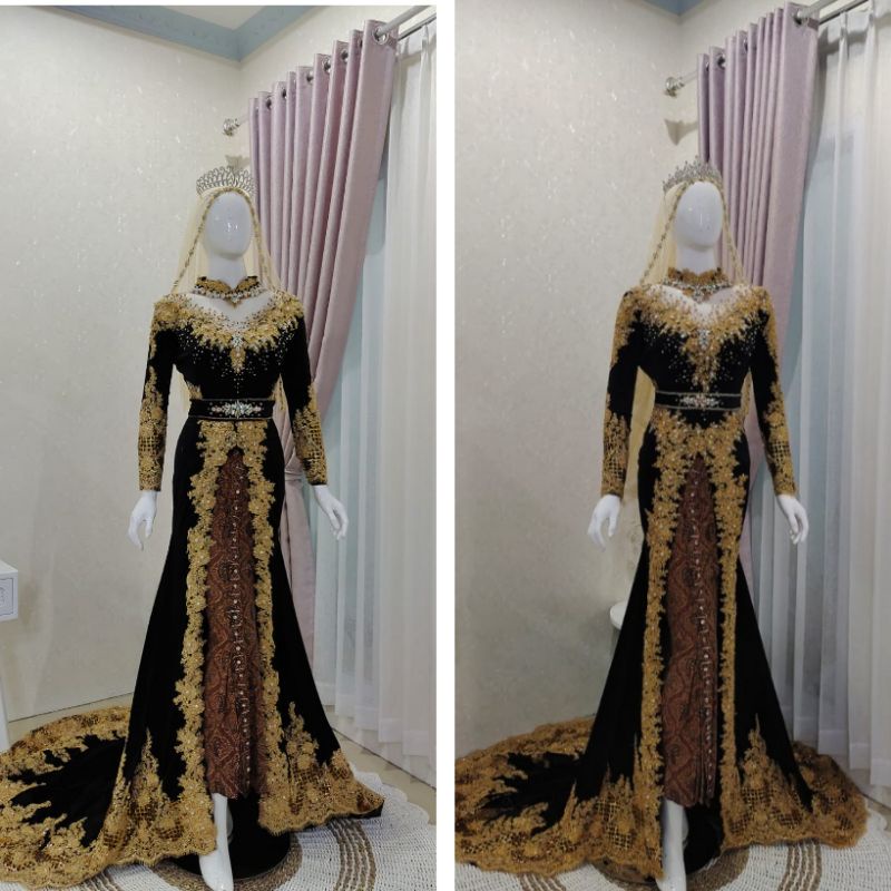 SALEE GAUN PENGANTIN BLUDRU BEREKOR /BAJU PENGANTIN SOLO PUTRI BLUDRU /GAUN PAYET FULL BLUDRU MODERN