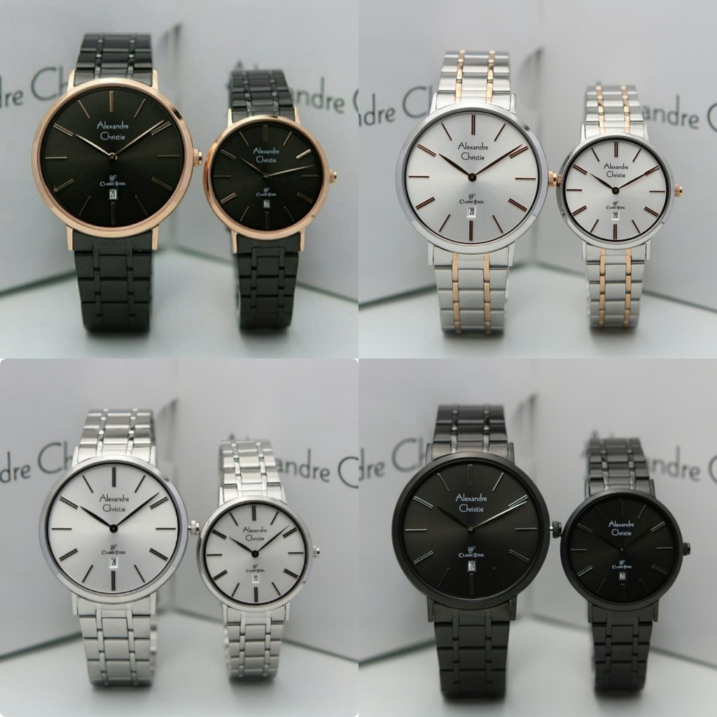 JAM TANGAN COUPLE ALEXANDRE CHRISTIE AC 8597 / AC8597 HARGA SEPASANG ORIGINAL GARANSI 1 TAHUN