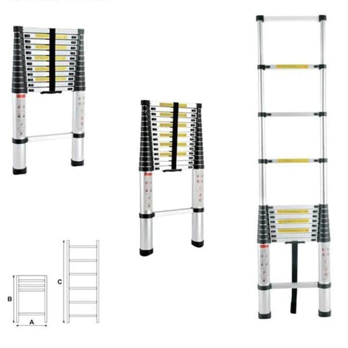 Tangga Lipat Aluminium Teleskopik 6.1M Single Telescopic Ladder 6.1 M