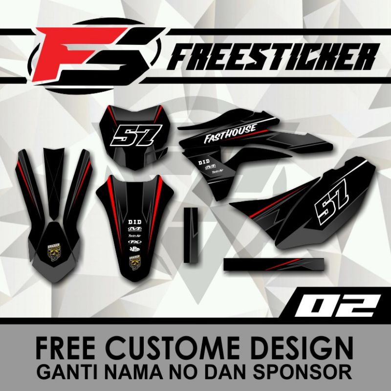 DECAL KLX GORDON BLACK GREY FASTHOUSE