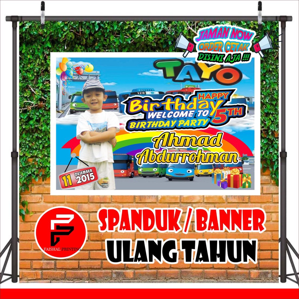 Spanduk / Banner / Backdrop Ulang Tahun Custom Tema Tayo ukuran 1,2 x 0,8 m