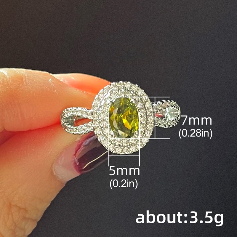 Cincin Wanita Hias Cubic Zirconia Warna Hijau Zaitun Gaya Unik / Elegan Untuk Pesta / Pernikahan