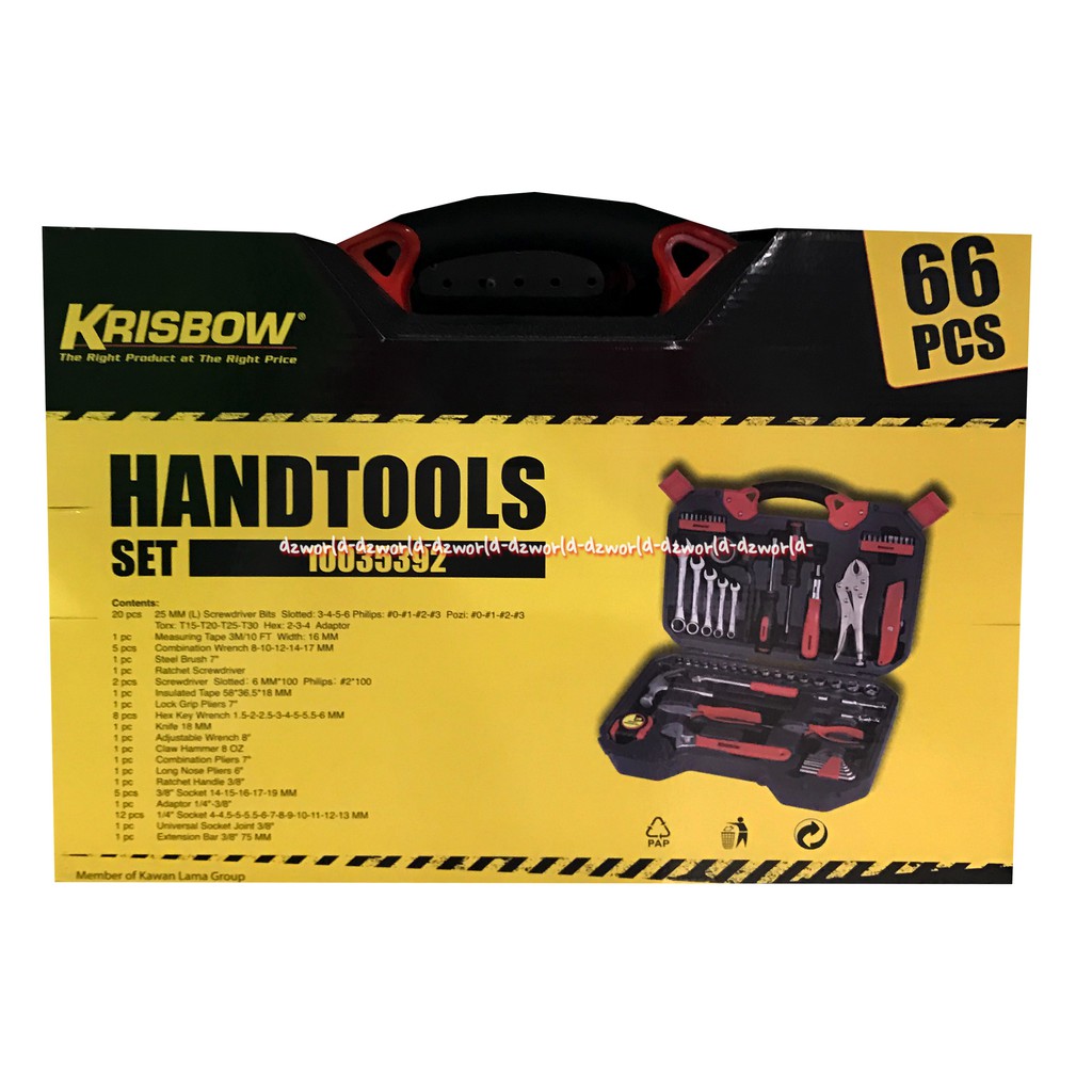 Krisbow Handtools Set 66 Pcs Peralatan Mekanik Set Alat Pertukangan Handtool