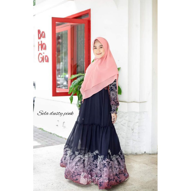 GAMIS ORI ARRAFFA SYARI SELLA DUSTY PINK
