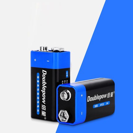 Baterai Kotak Batu Baterai 9V DoublePow Hitam Biru 6F22 Batu Battery 9 Volt Batrai Batre Double Pow