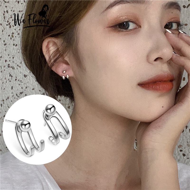 We Flower Anting Kait Ganda Bahan s925 Silver Untuk Wanita