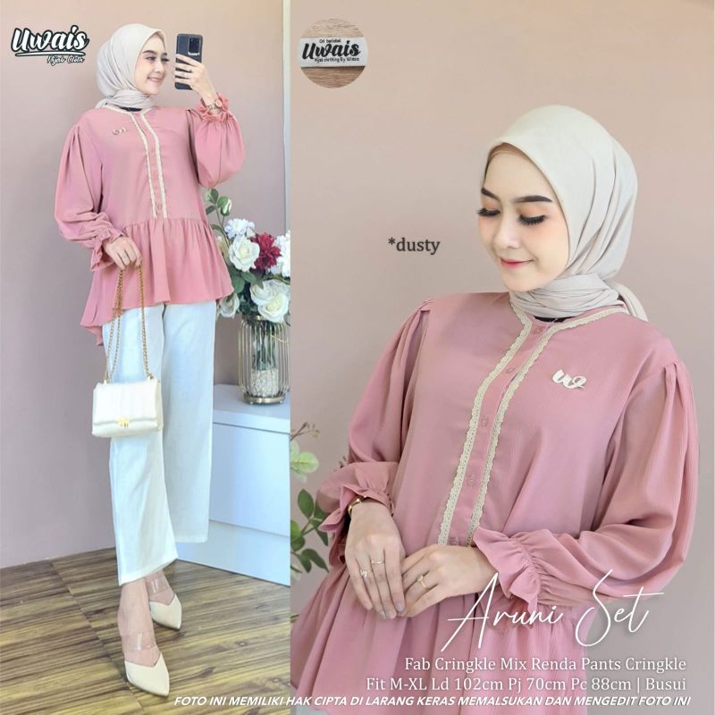 ARUNI SET WANITA by UWAIS Gamis Dress Maxi Setelan Wanita Terbaru Original BY Uwais
