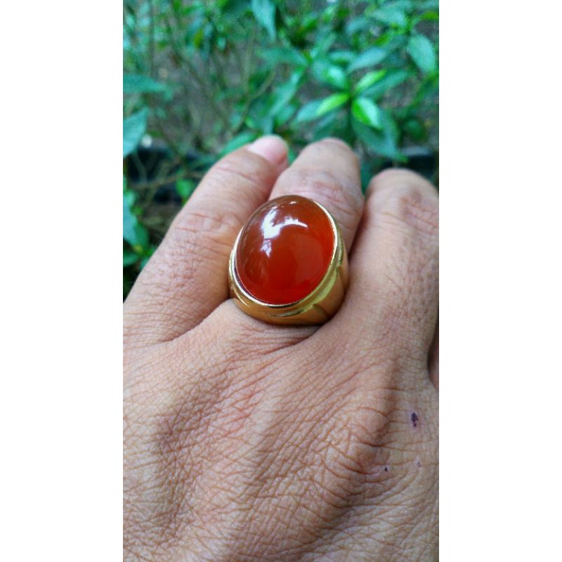 Cincin batu akik OBI redish merah orange asli batu bukan sintetis bukan garut pirus jamrud