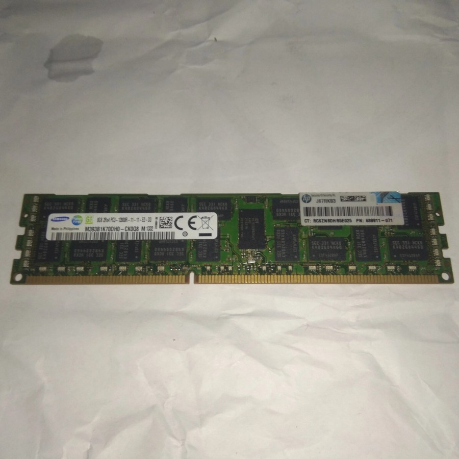 HP 689911-071 RAM SERVER 8GB 2Rx4 PC3-12800R ECC RDIMM SAMSUNG