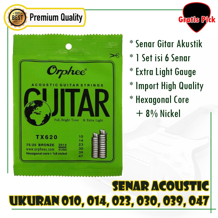 senar gitar orphee TX620 akustik acoustic 010  1set