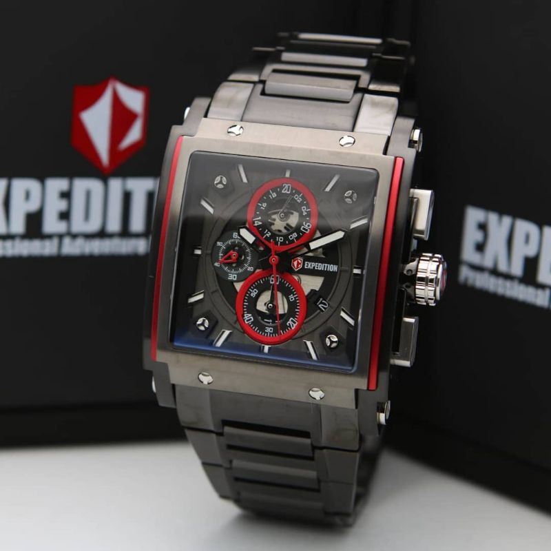 Jam Tangan Expedition E6731M Rantai Black / Red Original