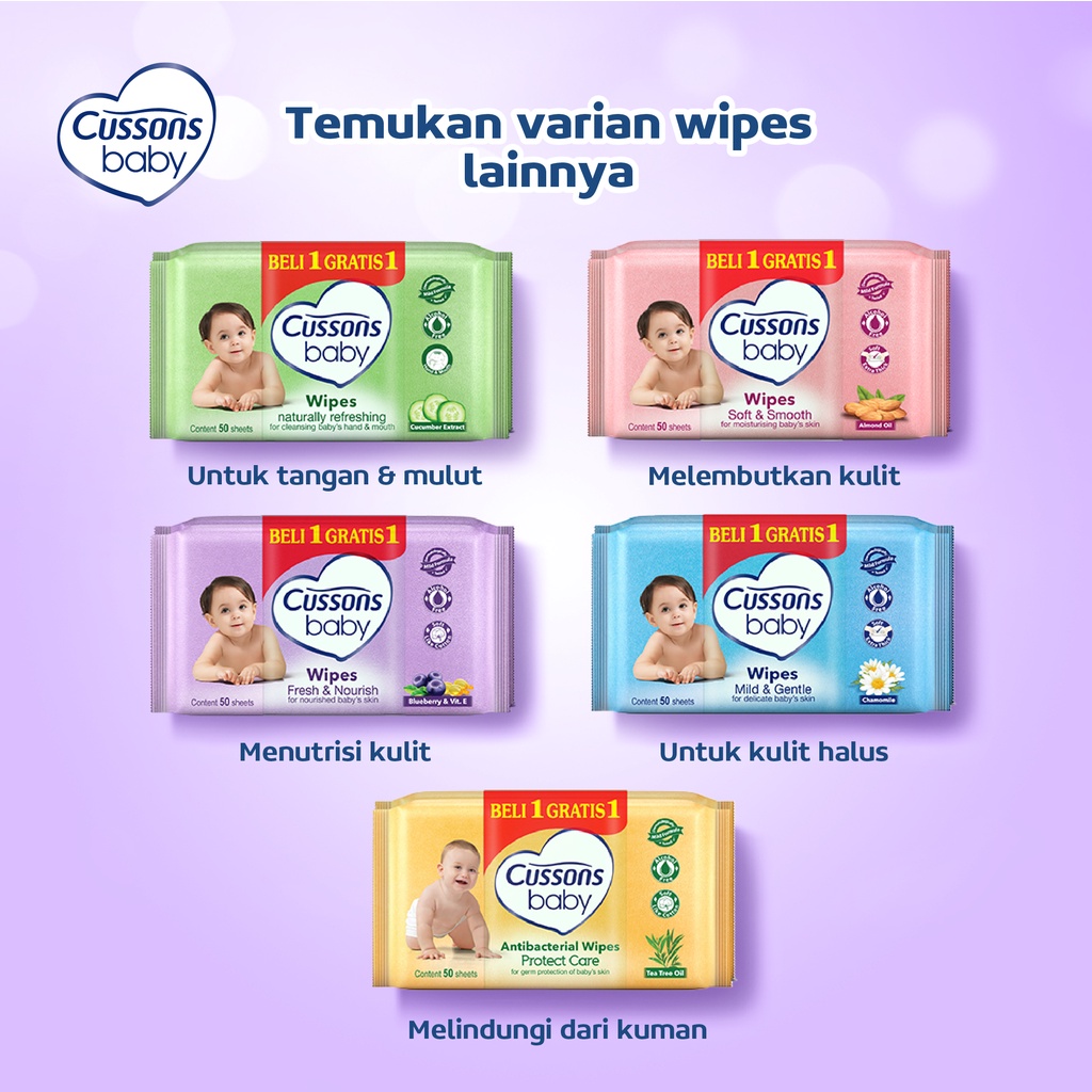 ★ BB ★ Cussons Baby Wipes - Tisu Basah Bayi - Ganti Popok 45's X2