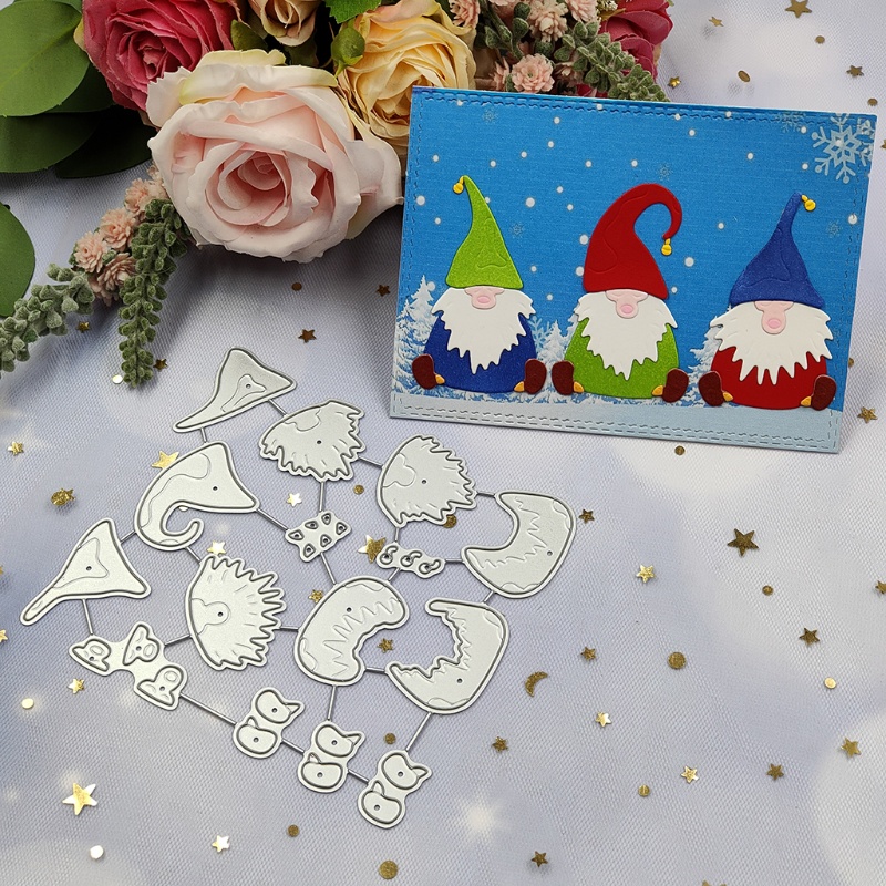 Cetakan Stensil Cutting Dies Motif Gnome Natal Bahan Metal Untuk Scrapbook / Craft DIY