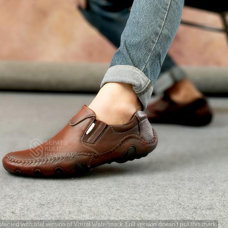 LANGSUNG KIRIM.. SKH x BERIO - Sepatu Pantopel Bunut Pria Bahan Kulit Sapi Asli Ukuran 39 - 43 Warna