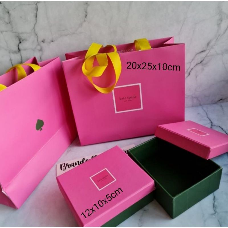 

paperbag ks/ paper bag kate spade/ katespade/ box gift/ box katespade/ care card ks