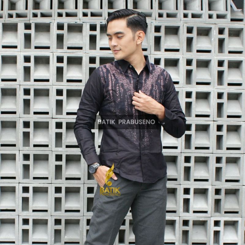 PAGAR RUNCING Kemeja Batik Pria Slimfit Premium Lengan Panjang Bahan Katun Halus LapisFuring