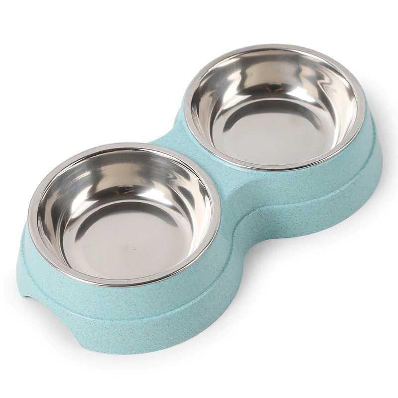 Tempat Makan Hewan Peliharaan Feeding Dishes Double Bowl - CFB33 - Blue