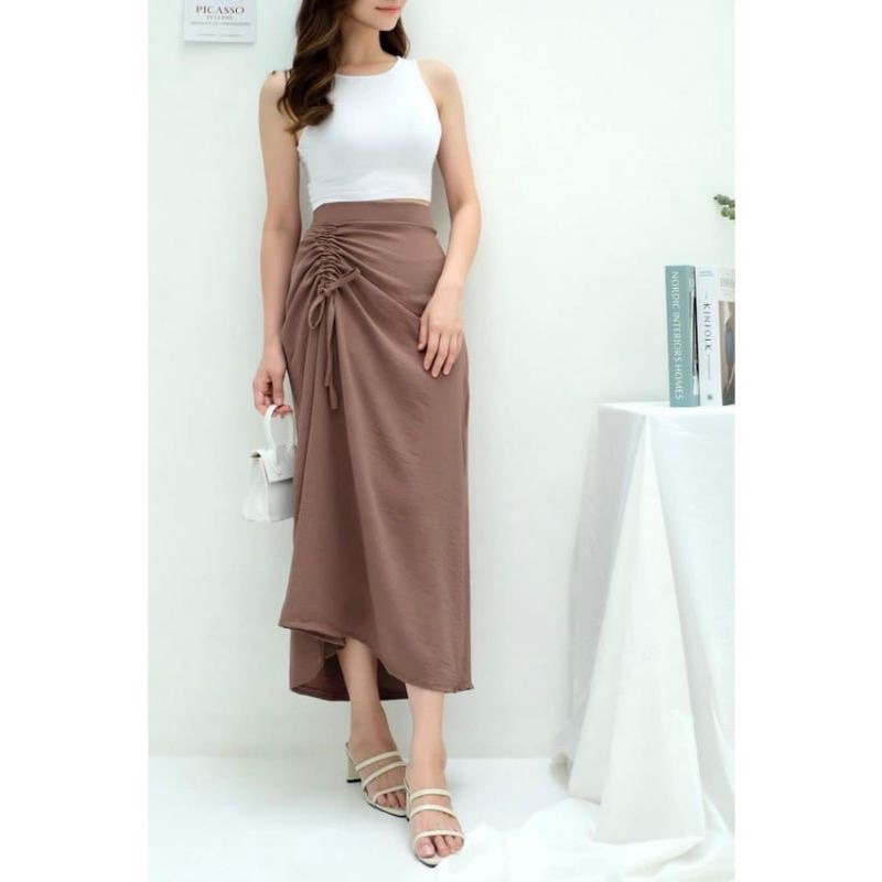 JOSEPH MIDI SKIRT - ROK SERUT CASUAL CRINKLE - KOREAN SKIRT