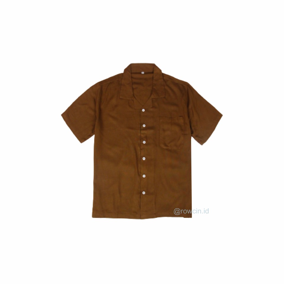 KEMEJA HAWAI POLOS UNISEX KATUN RAYON KEMEJA LENGAN PENDEK-Hawai Caramel