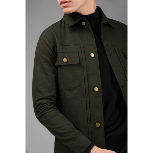 TRUCKER JACKET ARMY heymale.id