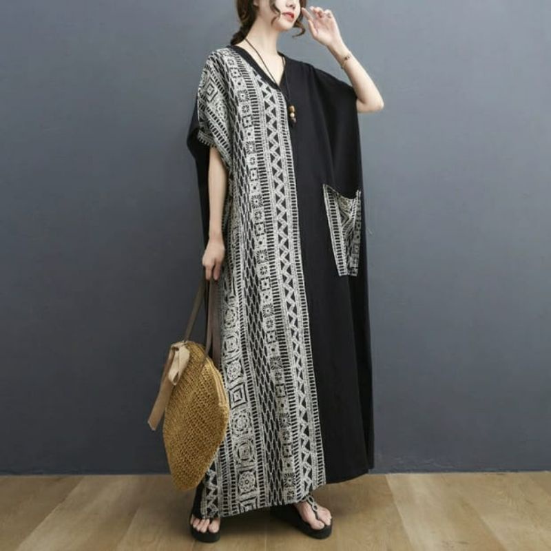 MDLV ~ 91981# Homewear Maxi Dress Maxi Dress Jumbo Import