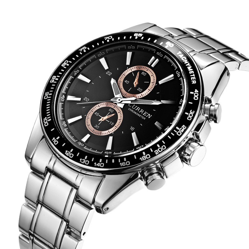 

Jam Tangan Pria CURREN Stainless Steel Gold Quartz Watch Men'S Casual Sports Waterproof Clock