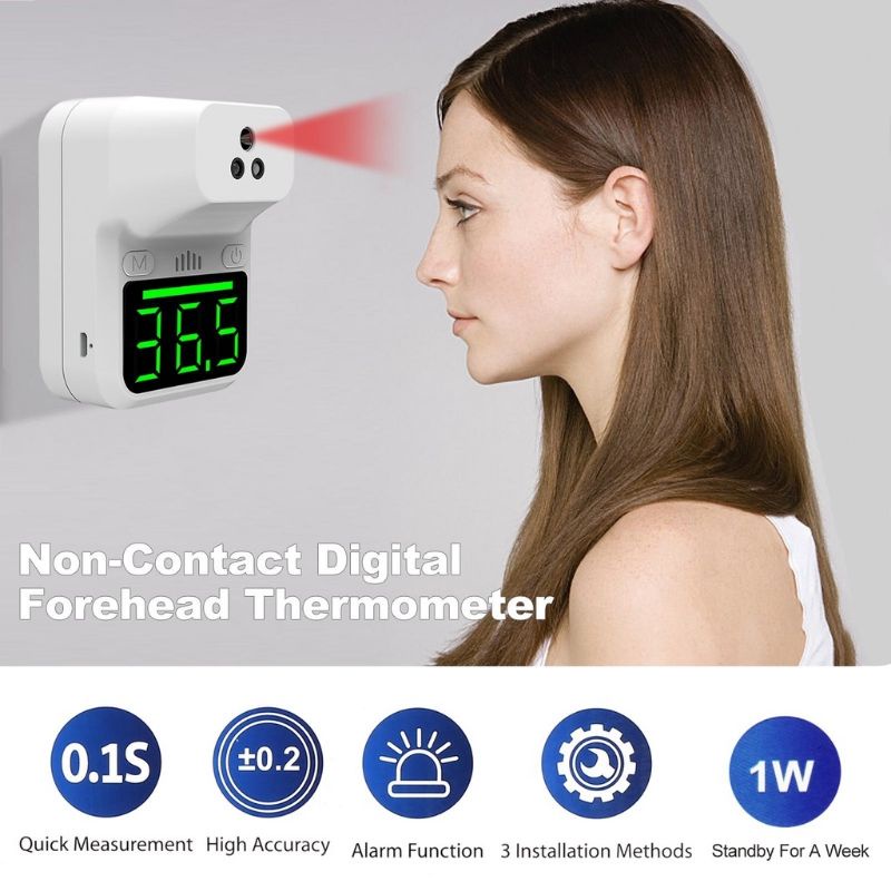 THERMOMETER TEMBAK INFRARED TANPA KONTAK TEMPEL DINDING STANDING DIGITAL OTOMATIS UKUR SUHU TUBUH