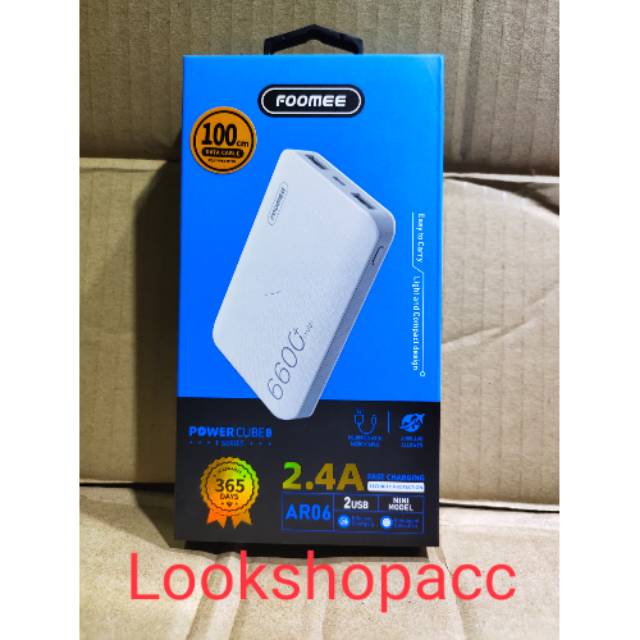 FOOMEE POWERBANK AR06 6600mah 2.4A FAST CHARGING Power Bank Foomee AR06