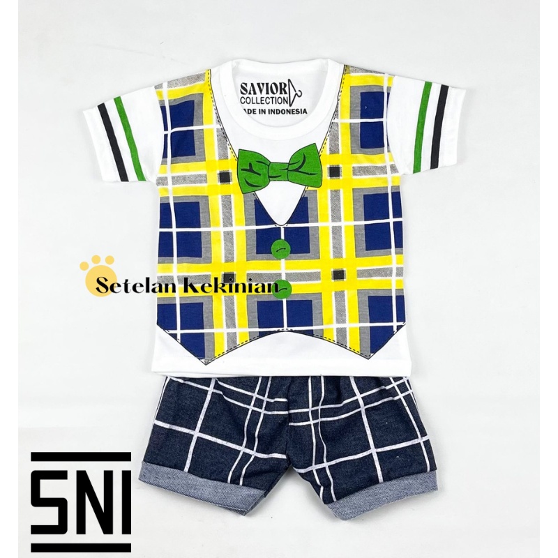 Set Baby Rompi Tartan Kotak Tuxedo Bayi Kekinian Pesta Vest Anak Keren Baju Anak Laki Laki Setelan