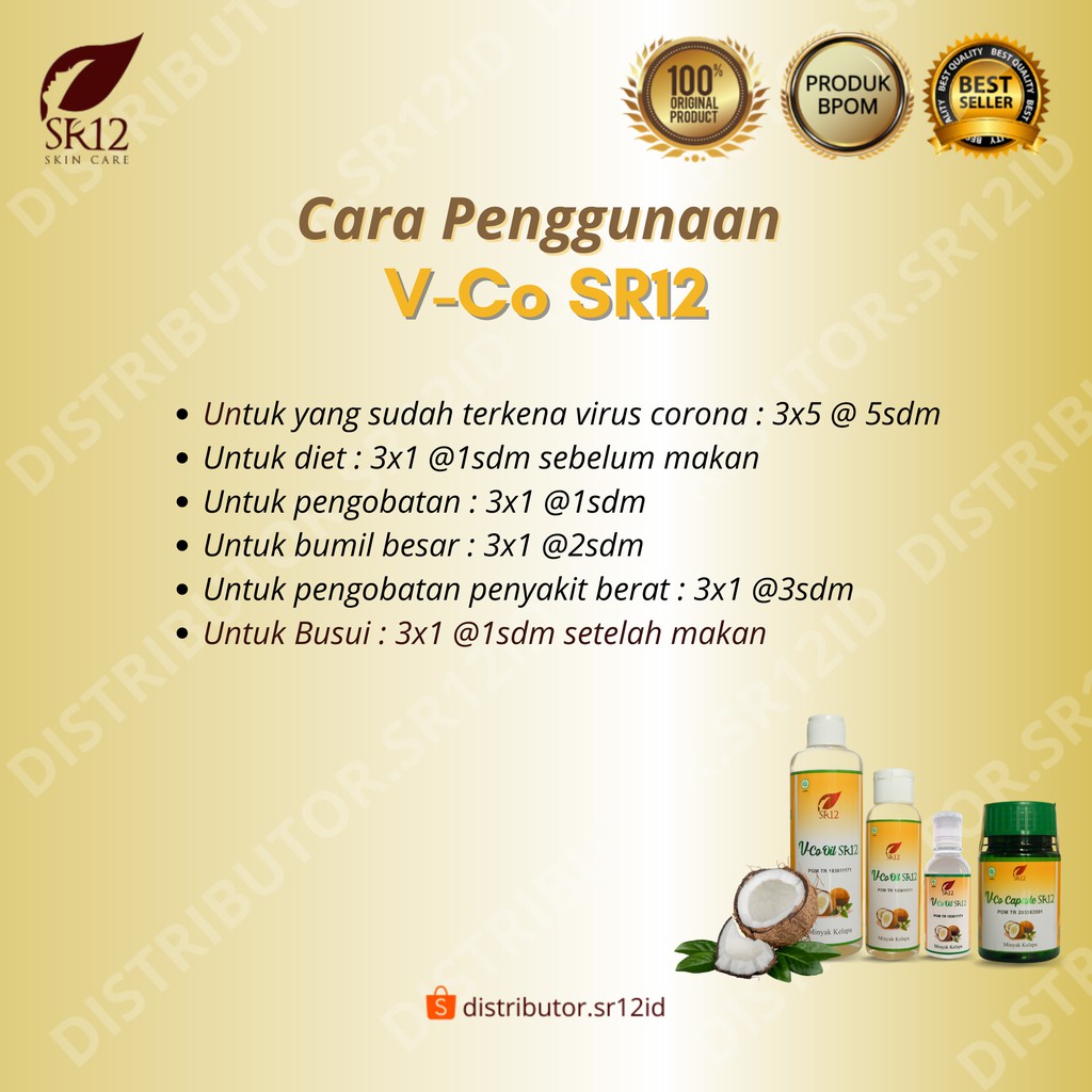 IMUN BOOSTER !! VCO MINYAK KELAPA MURNI SR12 BPOM / CEGAH VIRUS CORONA / MENEKAN PERTUMBUHAN BAKTERI