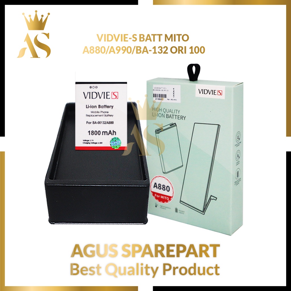 VIDVIE-S BATERAI MITO A880 / A990 / BA-132 ORI 100 / BATTERY / BATRE
