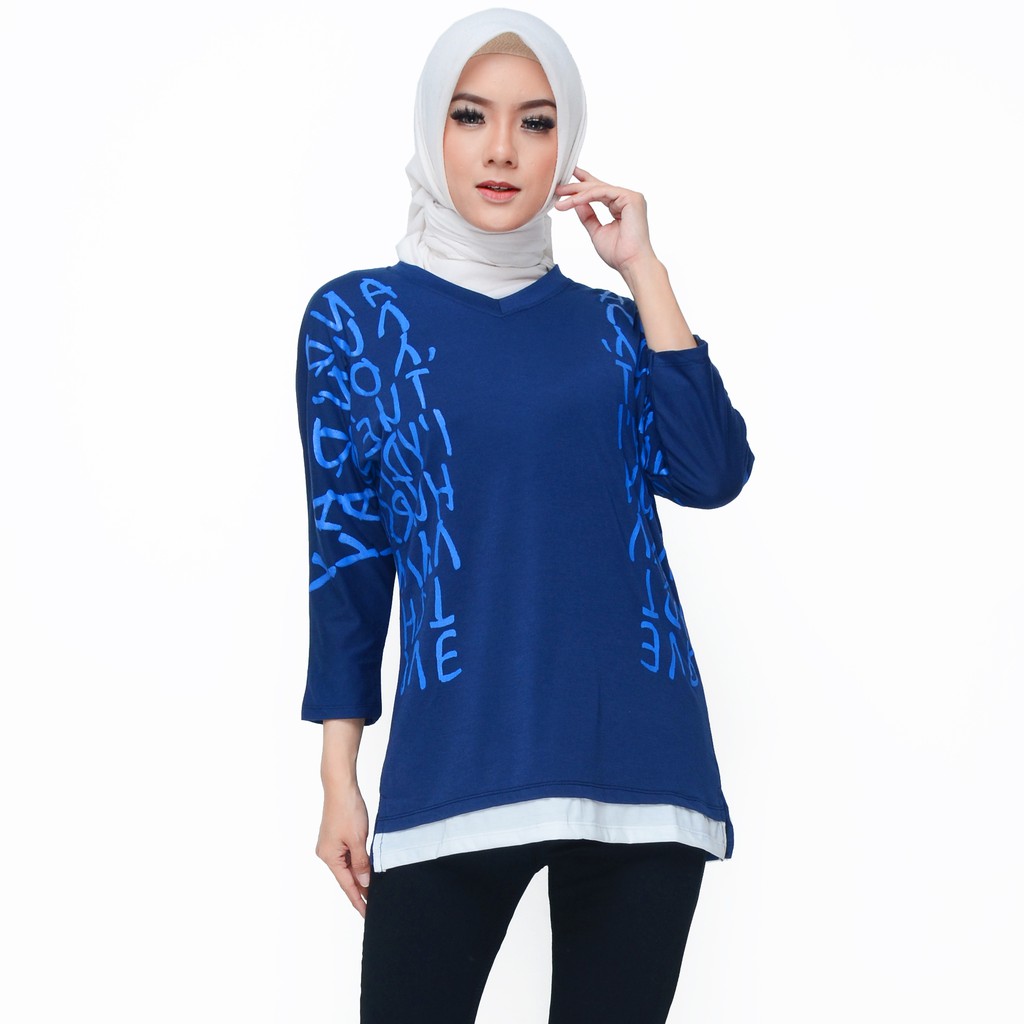 Blus Lengan Panjang Wanita Muslim Gaya korea Printing - XSHOP Cloudy