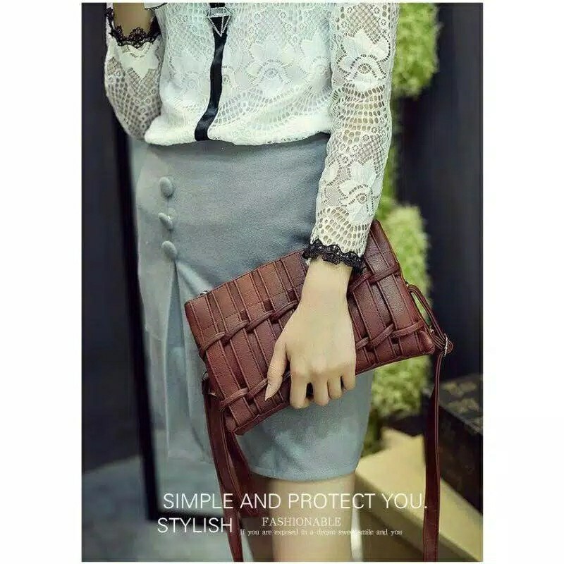 Tas Pesta Wanita Clutch Pesta Multifungsi clutch wanita Tas Selempang Kulit saes (resleting) Murah Semanggi saes store 005