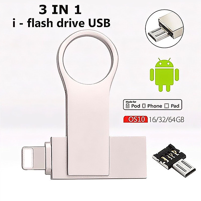 Flash Disk USB 3.0 OTG 512GB Bahan Metal Untuk A-phone / PC