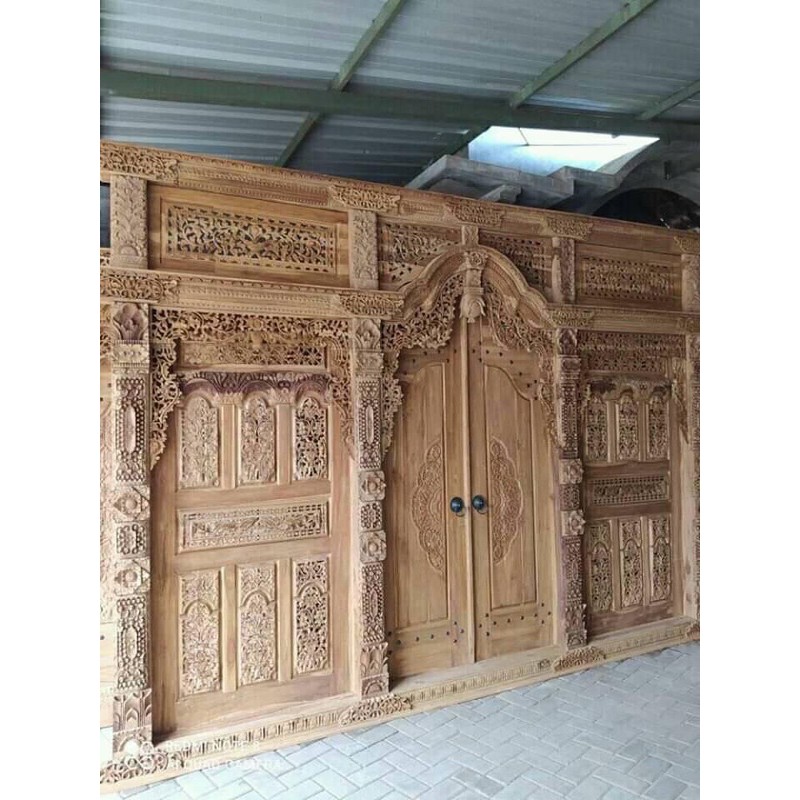 Pintu Gebyok Ukir Jepara Bahan Kayu Jati Ukuran 4meter