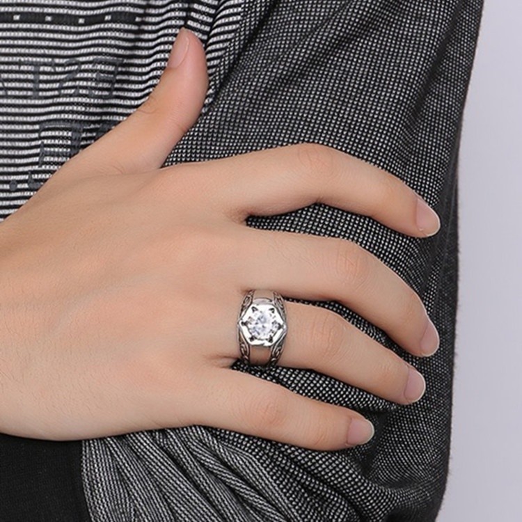 SEUSUK  Perhiasan Cincin Nikah Elegan Gaya Vintage Retro Hias Cubic Zirconia AAA untuk Wanita