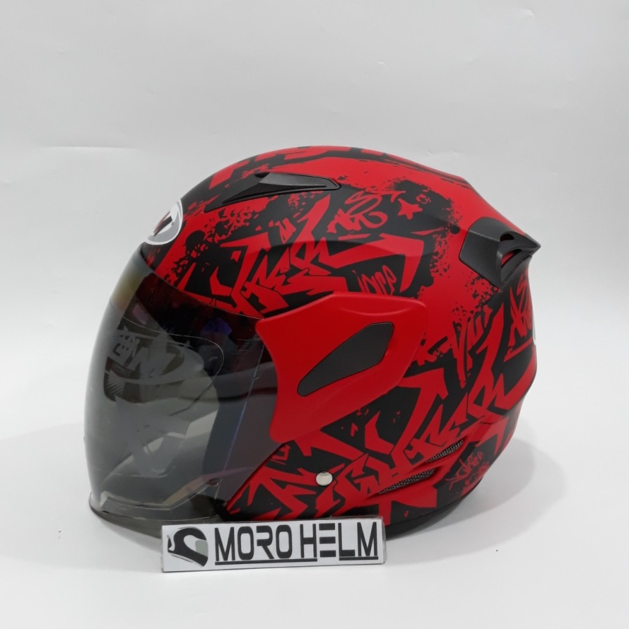 HELM GM FIGHTER MOTIF GRAFITY 2 RED DOFF