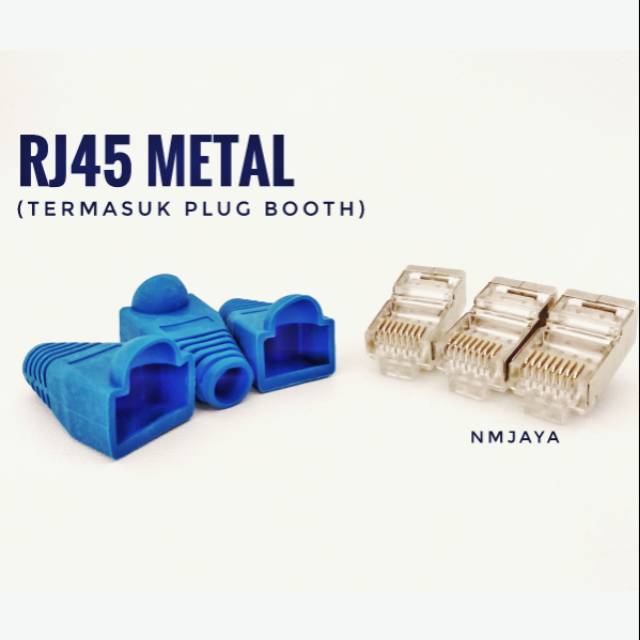 RJ45 Metal RVTech untuk Kabel LAN FTP STP Cat6 Outdoor sudah termasuk plug booth biru