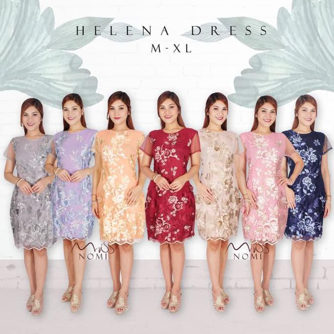 NEW ARRIVAL gaun pesta wanita natal / dress pesta tile brokat / dress scuba import - Purple