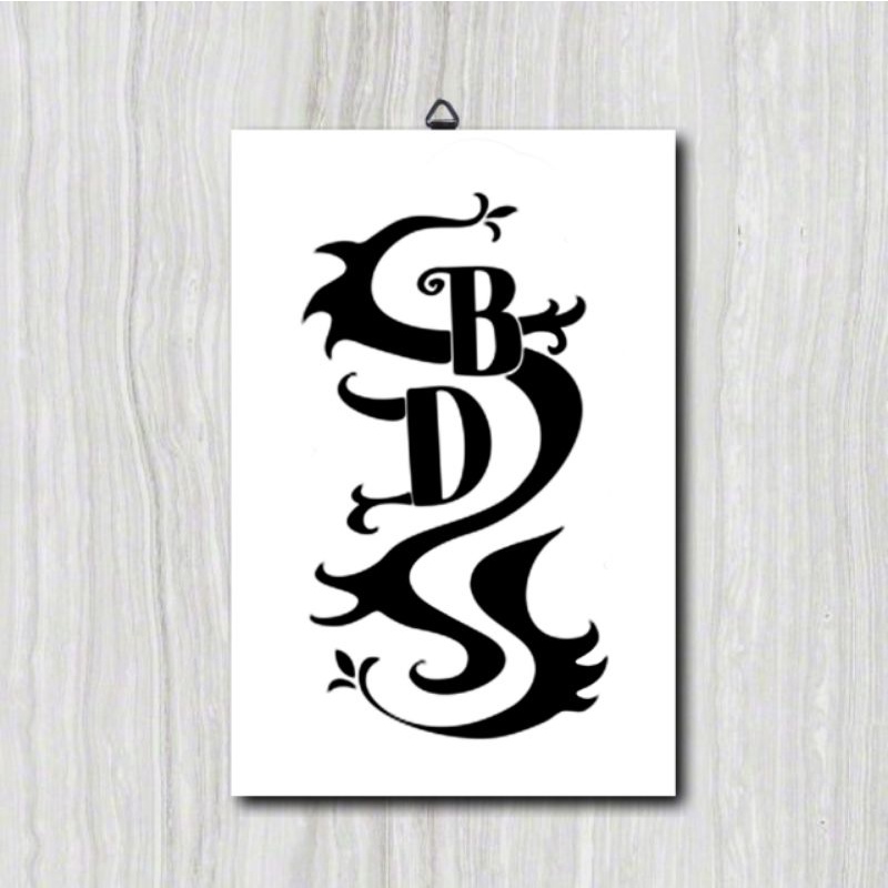 Poster Frame Kayu Bendera Logo Geng Tokyo Revengers Touman Valhala Bonten / Anime / Hiasan Dinding / Dekorasi Kamar Murah Keren / Tenjiku Brahman Toman Valhalla Black Dragon-BlackDragonWhite